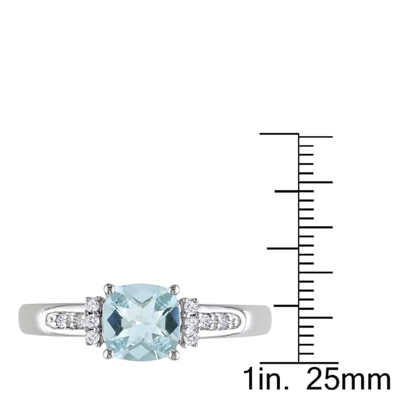Miadora Sterling Silver Aquamarine and Diamond Ring