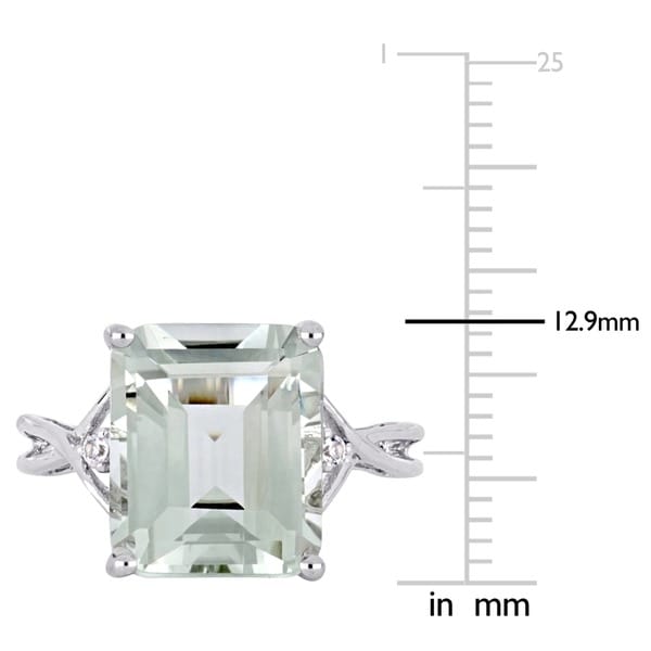 Rectangular 5 5/8 ct. Green Amethyst / White Topaz Sterling Silver Cocktail Ring by Miadora