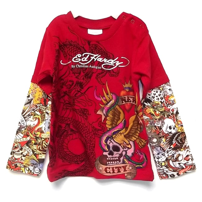 Ed Hardy Boys New York City Double Sleeve Baby T shirt