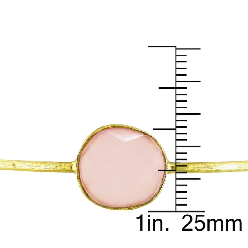 Miadora Yellow Goldplated Silver Rose Quartz Bangle