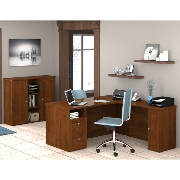 Shop Bestar Mason Lshaped Workstation / 2 Door Storage Unit Kit Free