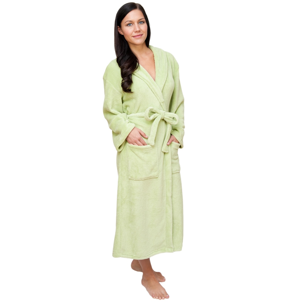 Wrapped In A Cloud Light Green Womens Signature Plush Marshmallow Bathrobe Green Size S (4  6)