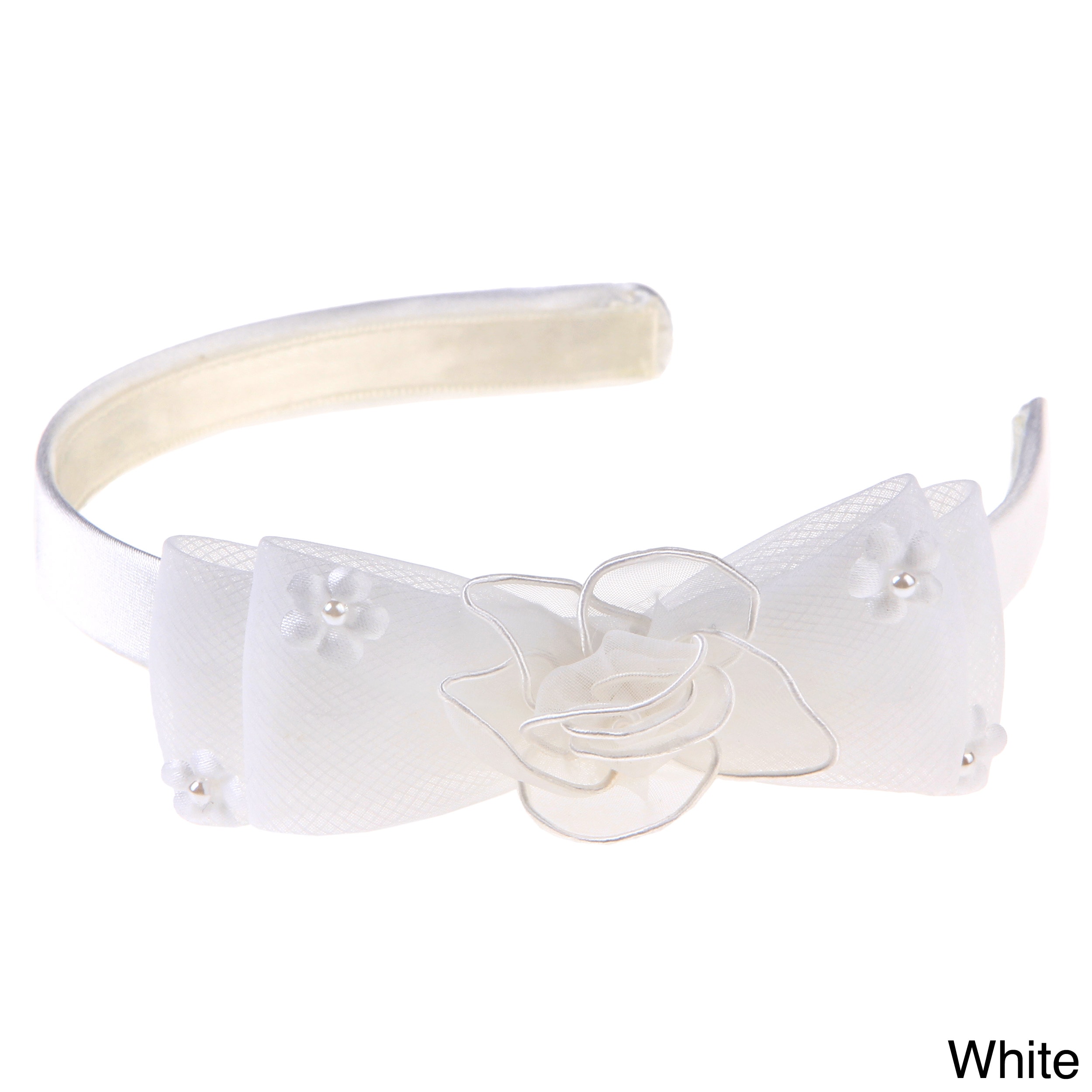 Sweetie Pie Collection Sweetie Pie Girls Lace Bow Headband White Size One Size Fits Most