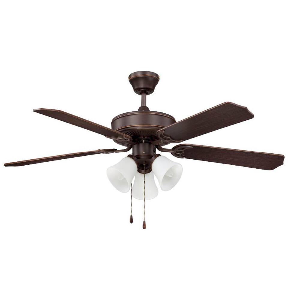 52 Inch Three Light Five Blade Ceiling Fan / Turtle Light Kit