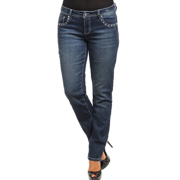 Stanzino Women's Plus Size Rhinestone-detailed Skinny Jeans - Overstock ...