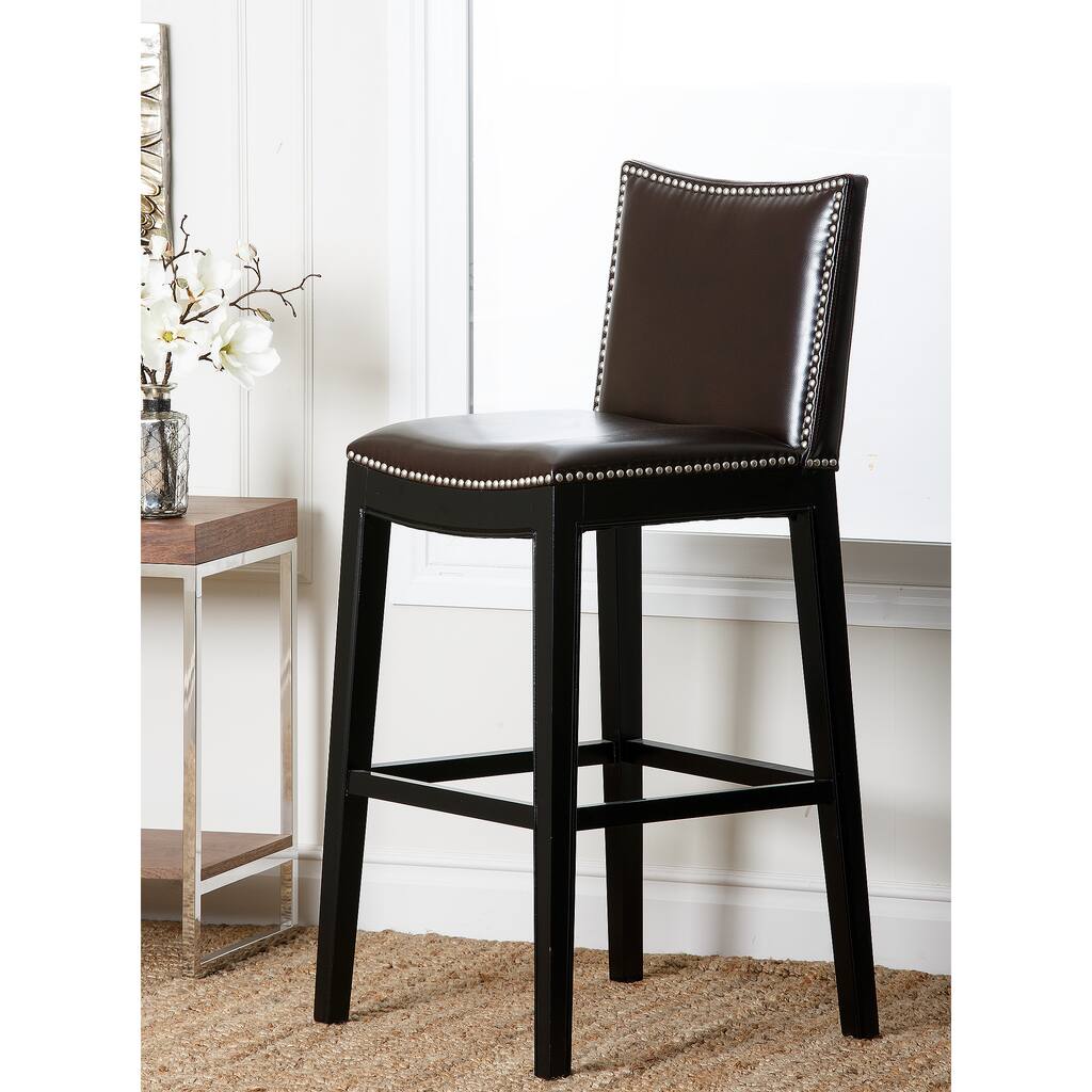 Abbyson Becca Dark Brown Nailhead Barstool