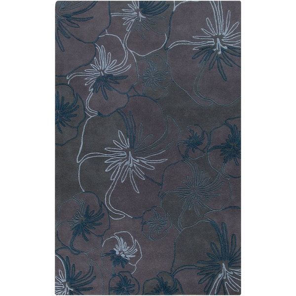 Hand tufted Malene B Destinations Floral Charcoal Wool Rug (8' x 11') Surya 7x9   10x14 Rugs