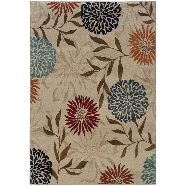 Floral Stone/ Multi Rug - 6'7" x 9'6"