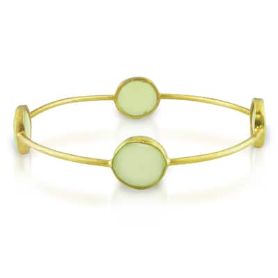 Miadora 22k Yellow Gold-plated Synthetic Green Chalcedony Bangle