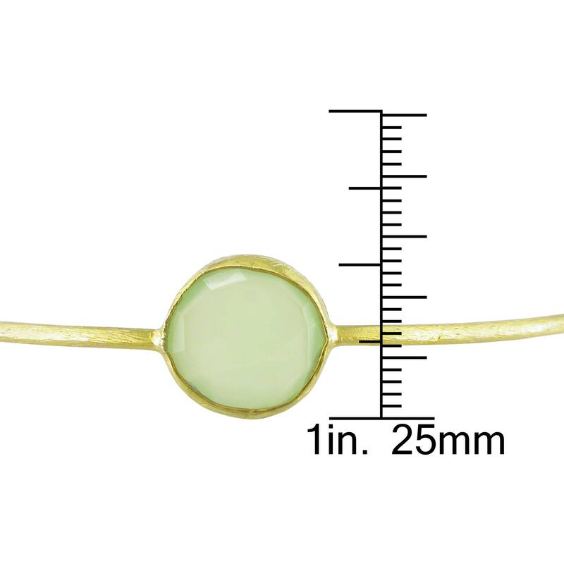 Miadora 22k Yellow Gold-plated Synthetic Green Chalcedony Bangle