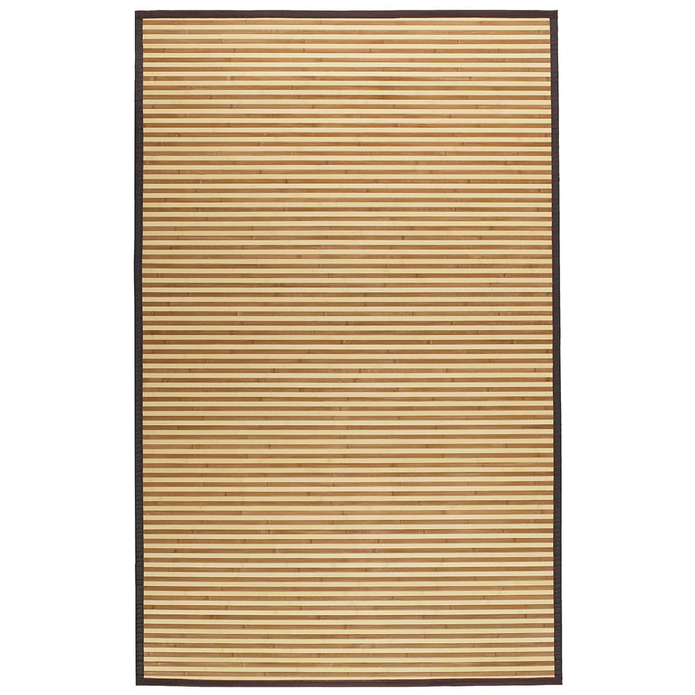 Natural Brown Stripe 5x8 Bamboo Area Rug