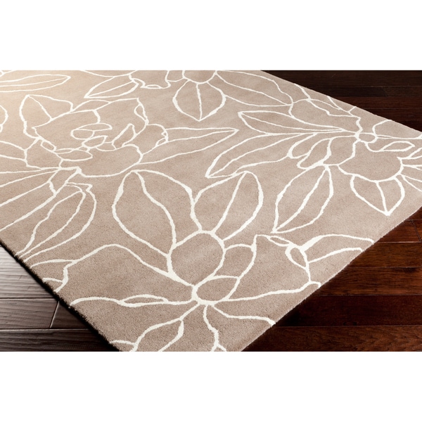 Sanderson Hand tufted Contemporary Grey Floral Rug (8' x 11') Surya 7x9   10x14 Rugs