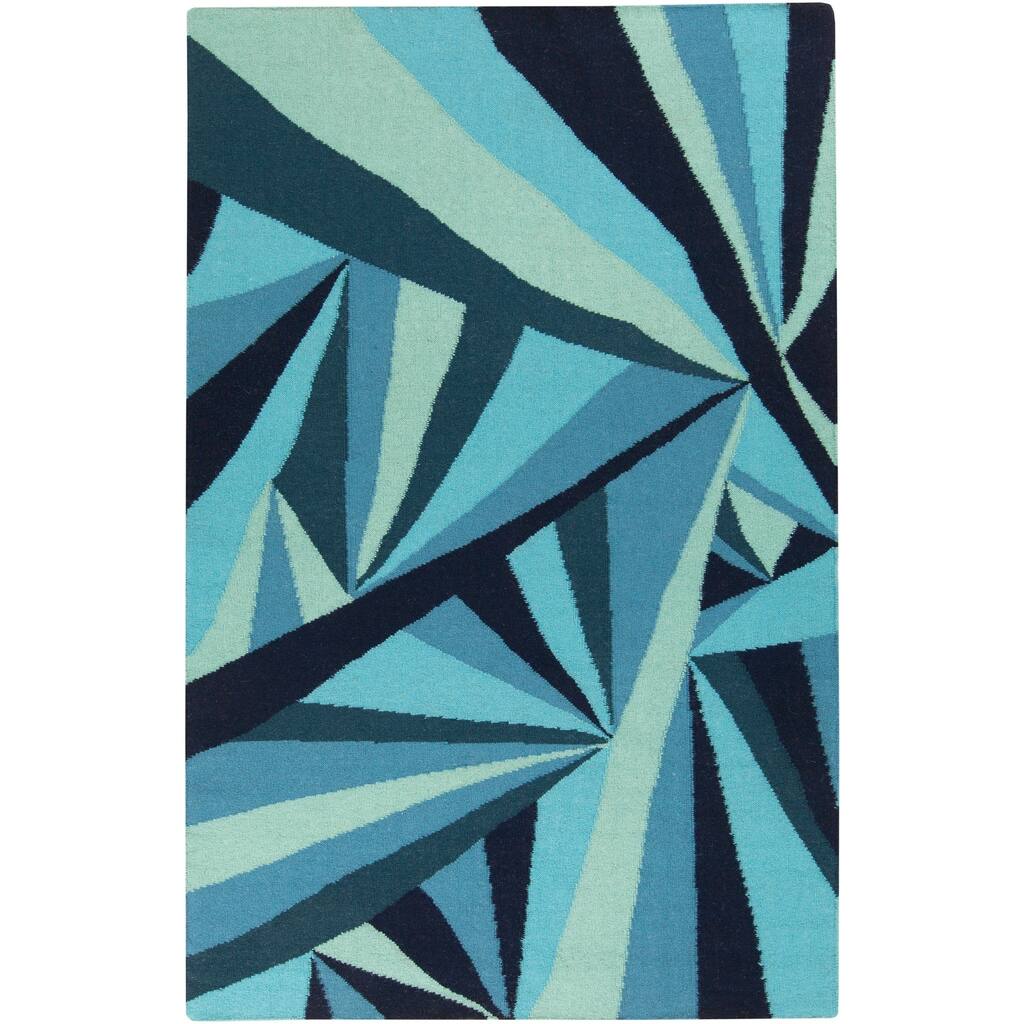 Voyages Hand-woven Contemporary Blue Geometric Area Rug - 8' x 11'