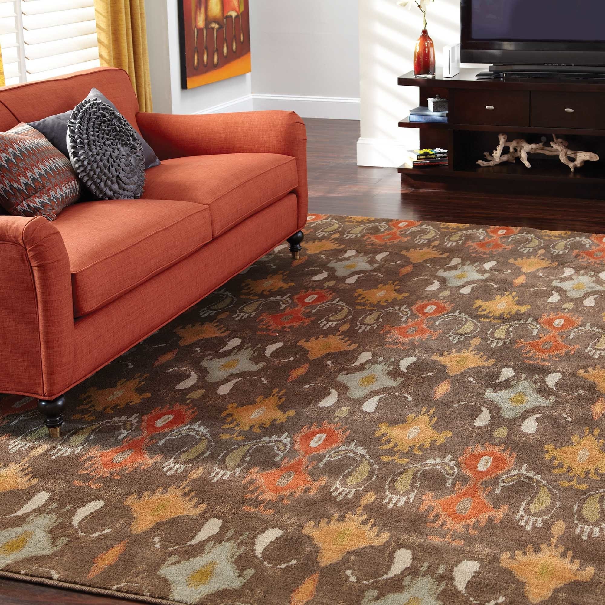 Tribal Ikat Brown/ Orange Rug (310 X 55)