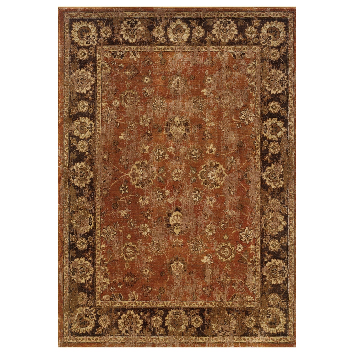 Distressed Oriental Orange/ Brown Rug (310 X 55)