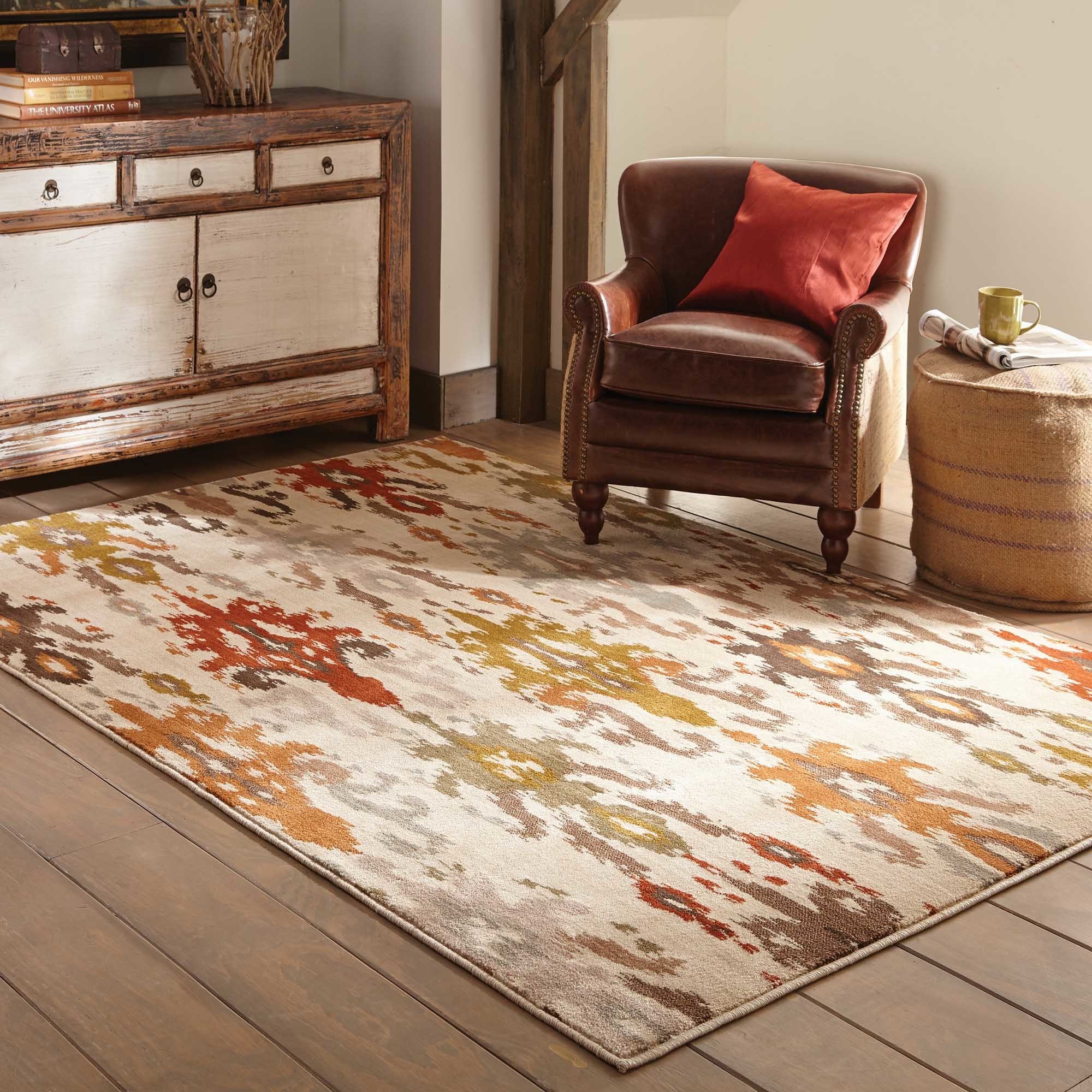 Shop Tribal Ikat Ivory/ Multi Rug 6'7 x 9'6 On Sale Free Shipping