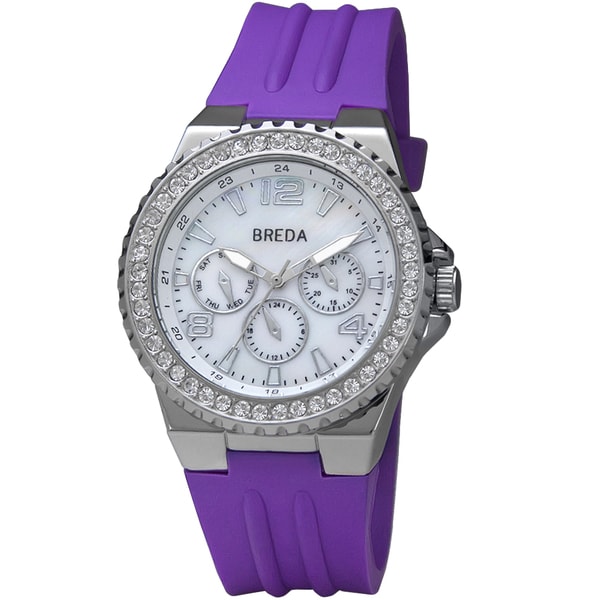 Breda Women's 'Ashley' Purple Thick Bold Bezel Silicone Band Watch Breda Women's More Brands Watches
