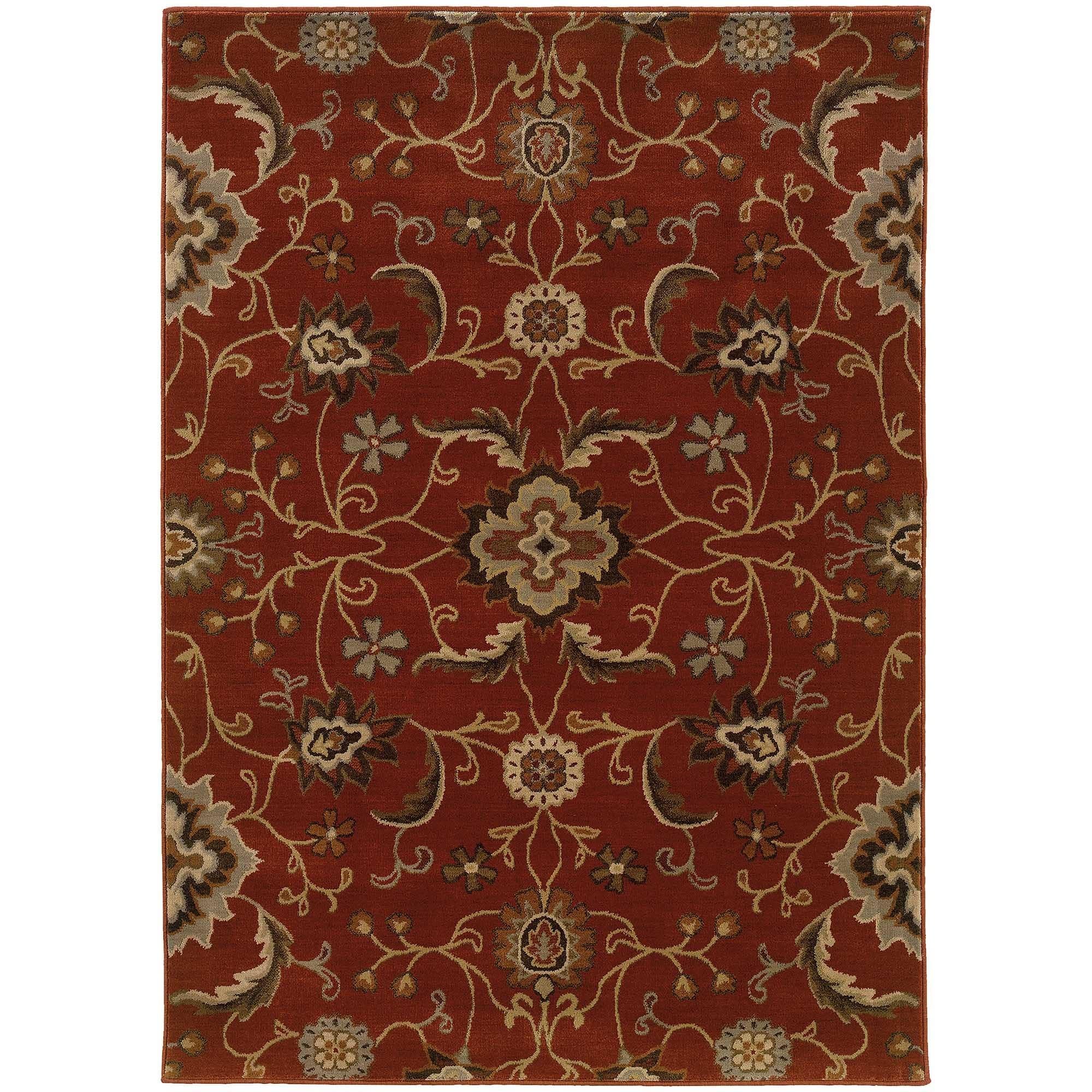 Floral Red/ Multi Traditional Rug (67 X 96)