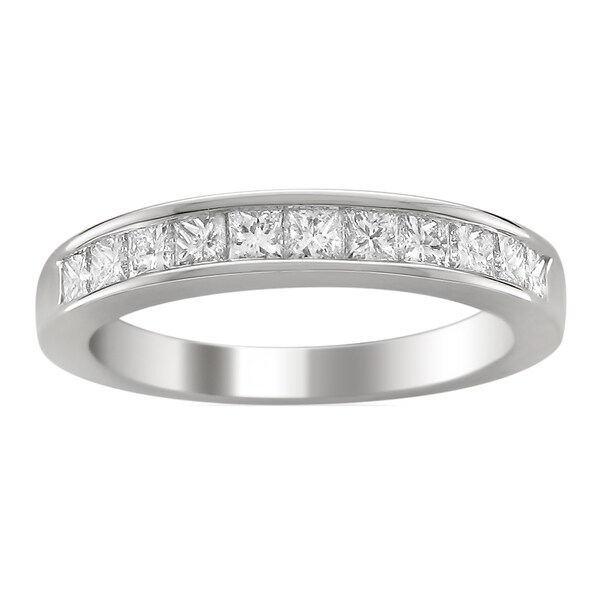 14k White Gold 1ct TDW Princess cut Diamond Wedding Band (G H, VS1 VS2