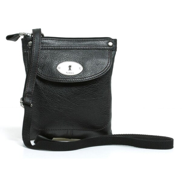 Shop Fossil &#39;Maddox&#39; Mini Black Leather Crossbody Bag - Free Shipping Today - Overstock - 8099448