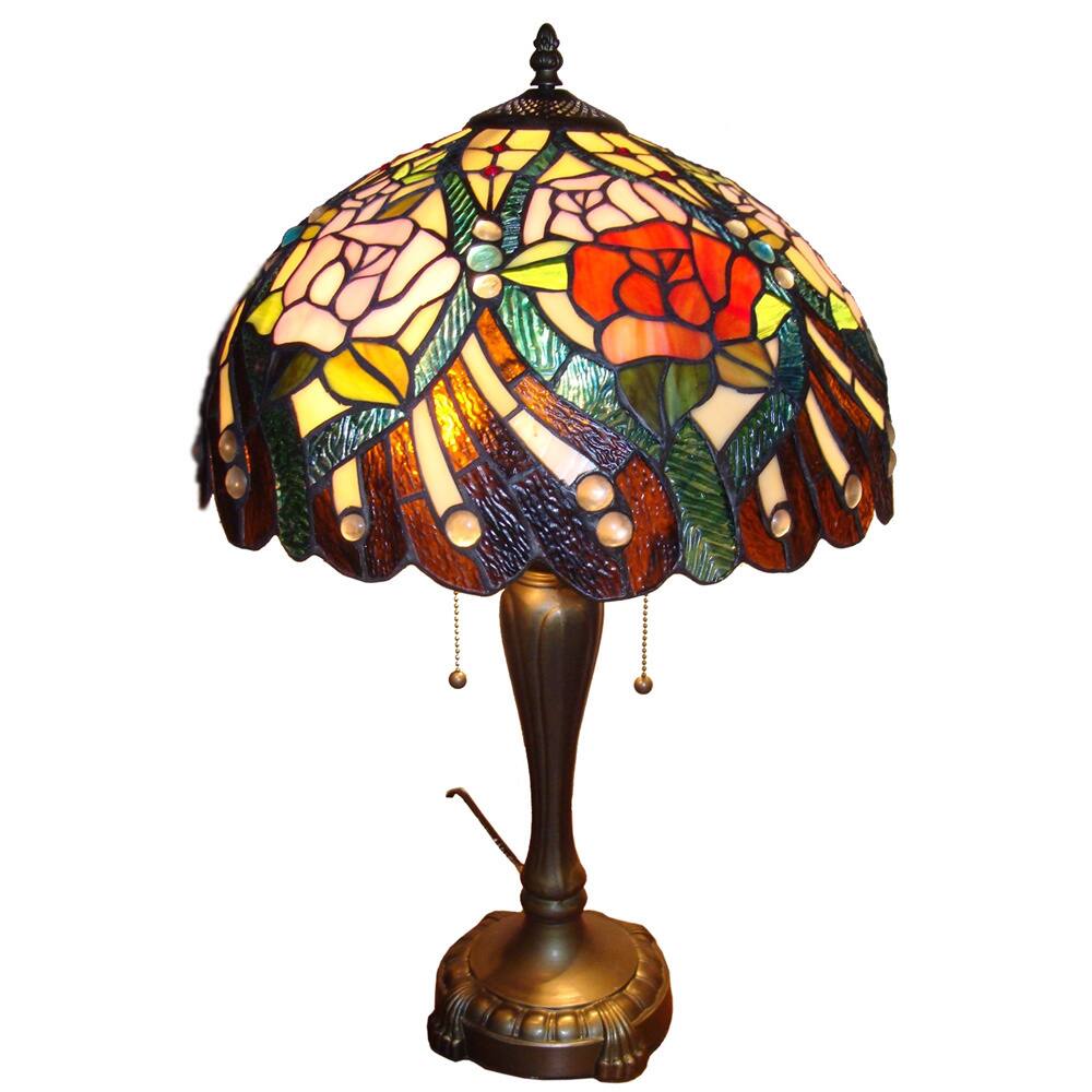 Amora Lighting Tiffany Style Roses Table Lamp