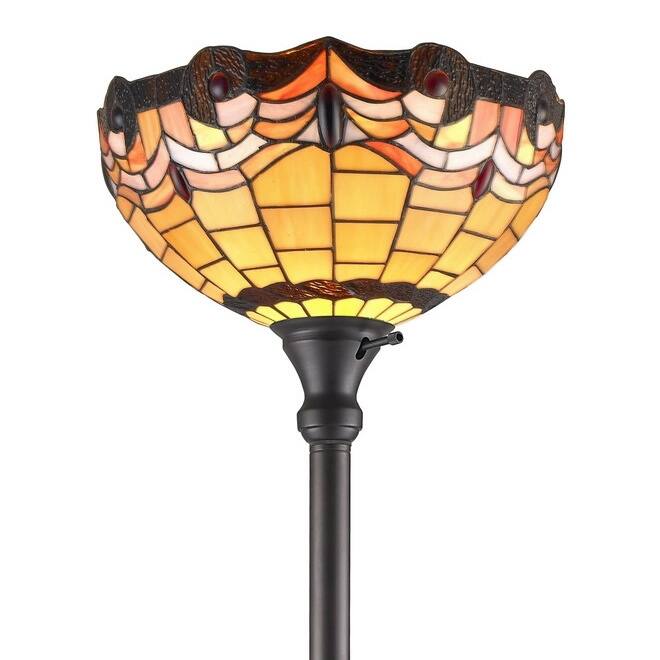 Amora Lighting Tiffany Style Torchiere Lamp