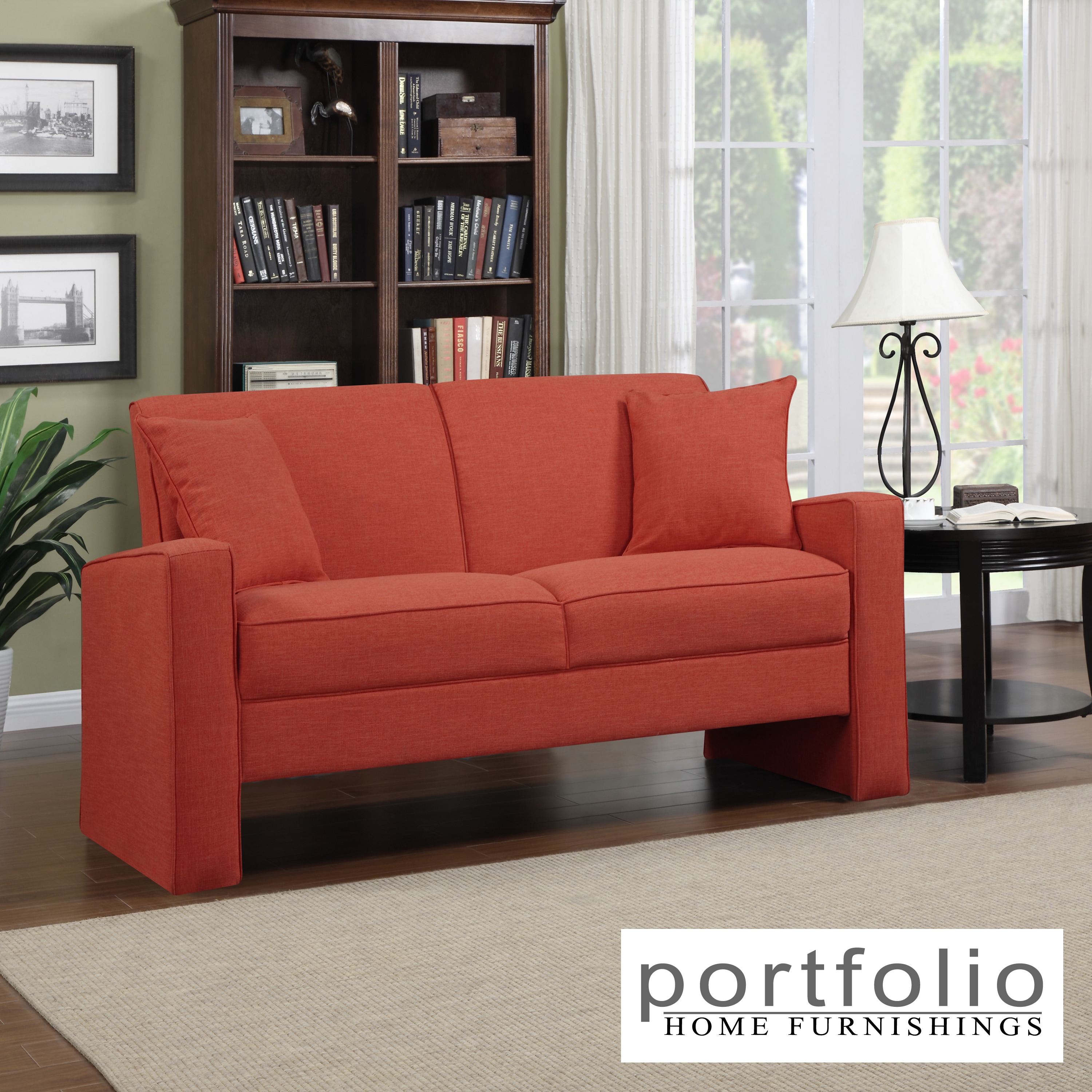 Portfolio Aviva Sunset Red Linen Sofa