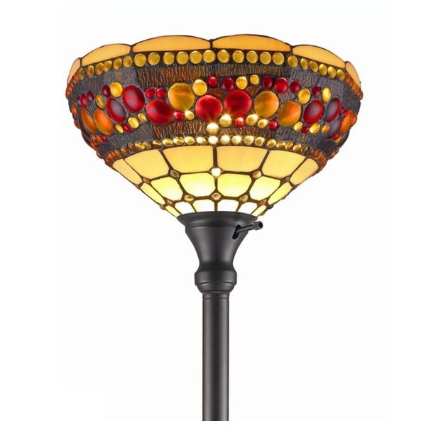 Amora Lighting Tiffany Style Torchiere Jeweled Lamp