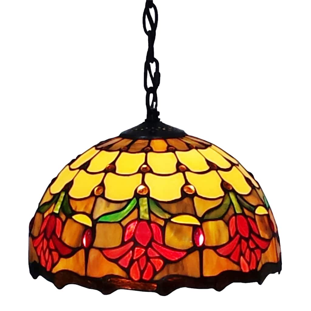 Amora Lighting Tiffany Style Tulips Hanging Lamp