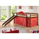 preview thumbnail 11 of 18, Donco Kids Twin-size Tent Loft Bed with Slide Twin Loft - Espresso Red Polka Dot Tent 