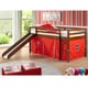 preview thumbnail 15 of 18, Donco Kids Twin-size Tent Loft Bed with Slide Twin Loft - Espresso Red Tent