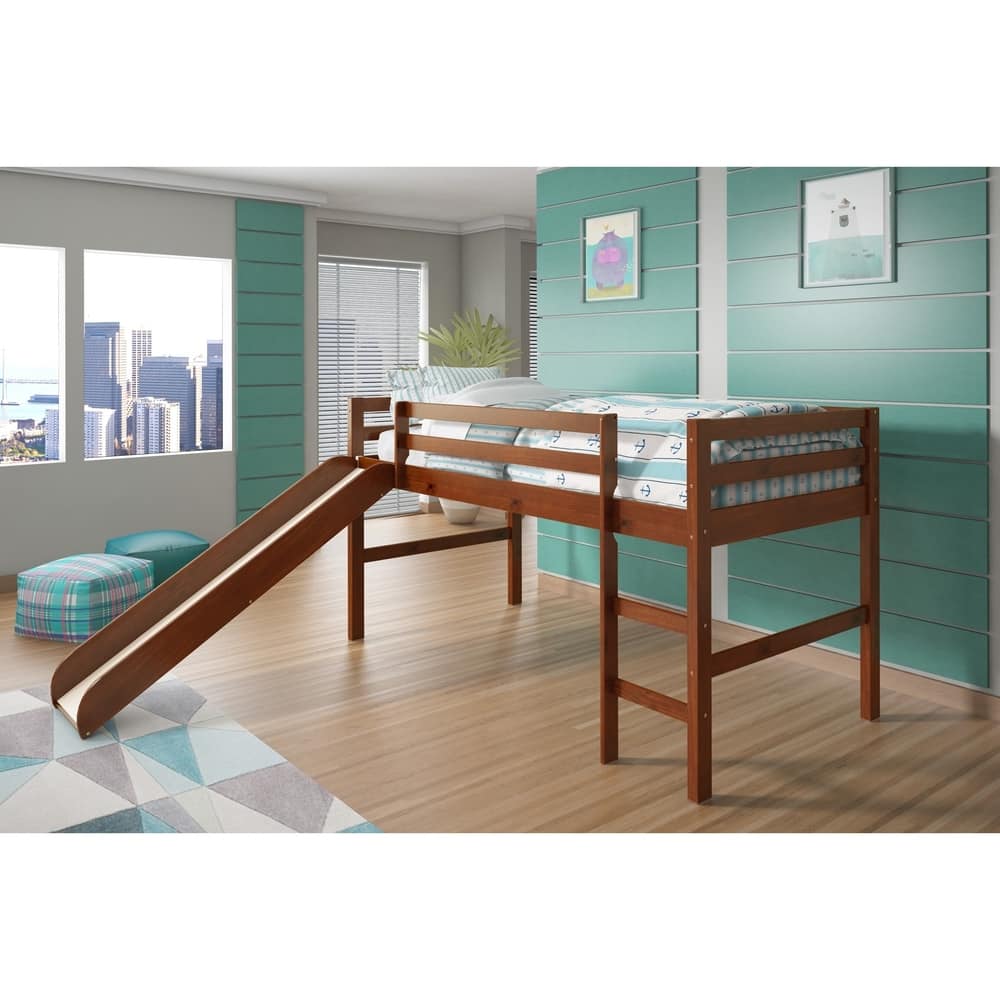 Donco Kids Twin-size Tent Loft Bed with Slide