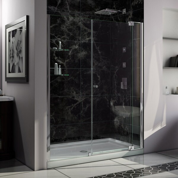 DreamLine Allure Frameless Pivot Shower Door and SlimLine 30 in. by 60 in. Single Threshold Shower Base