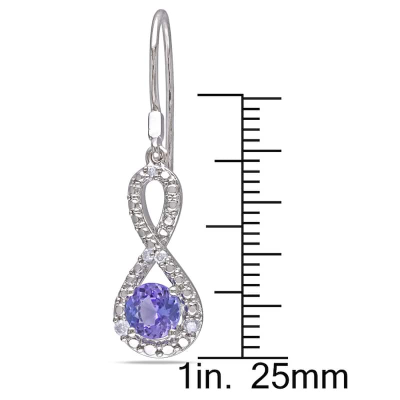 Miadora Sterling Silver Tanzanite 1/10ct TDW Diamond Infinity Earrings