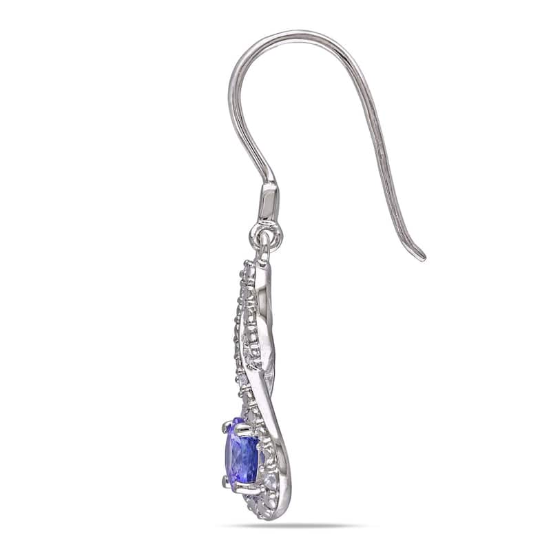 Miadora Sterling Silver Tanzanite 1/10ct TDW Diamond Infinity Earrings