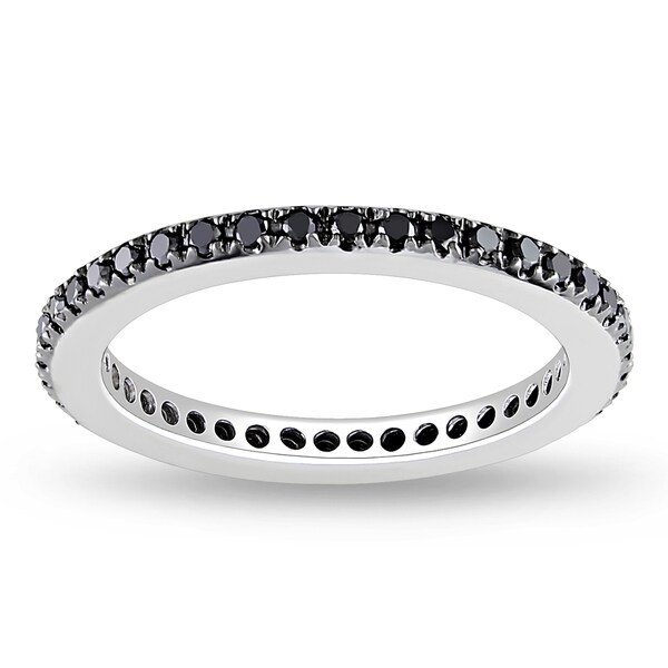 Miadora 14k White Gold 3/8ct TDW Black Diamond Eternity Ring
