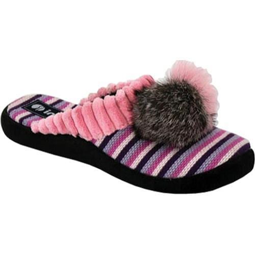 Women's Inblu Cozy Pom Pom Stripe Pink Stripe Inblu Women's Slippers