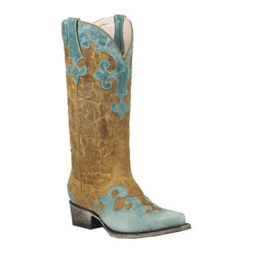 Womens Lane Boots Dawson Turquoise/Yellow Leather