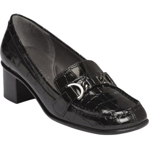 Womens Aerosoles Pepper Mill Black Faux Patent Croco