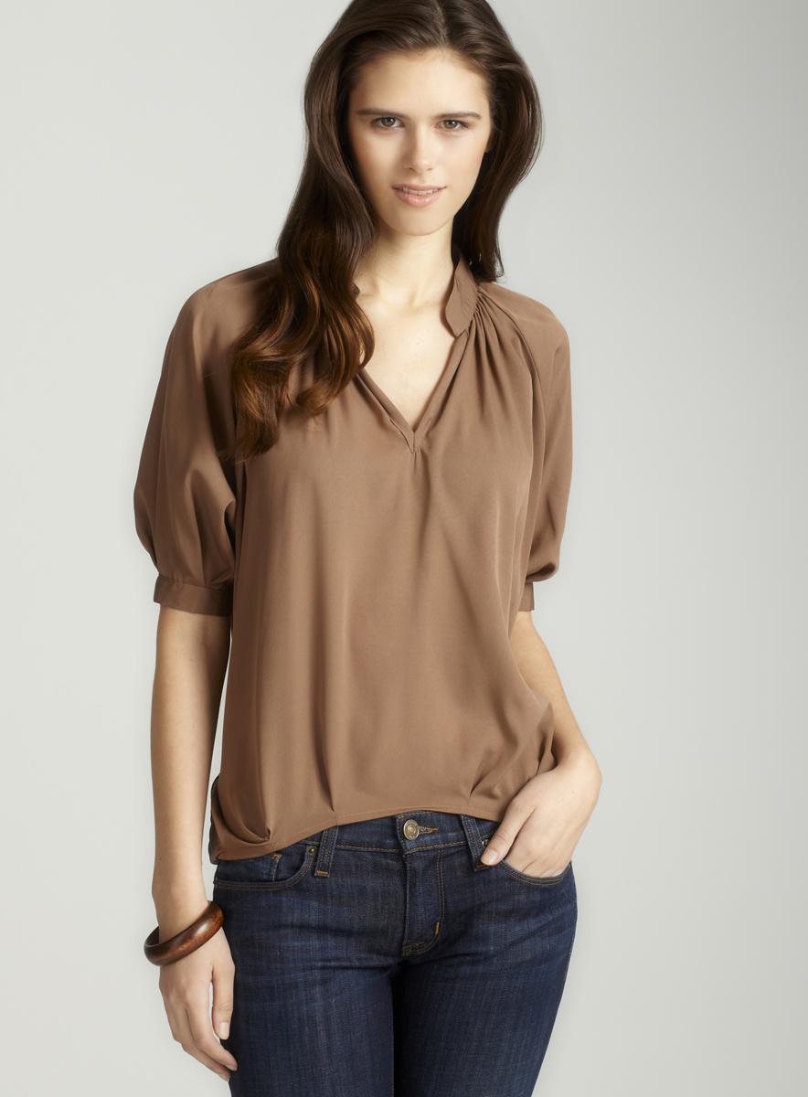 Rosettes Mocha Petite Blouse  ™ Shopping   The s