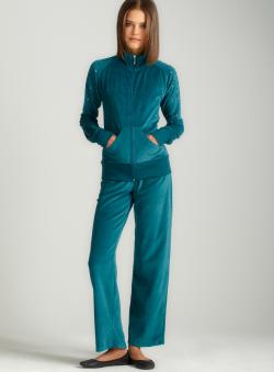 Central Park West Embellished Velour Set In Teal