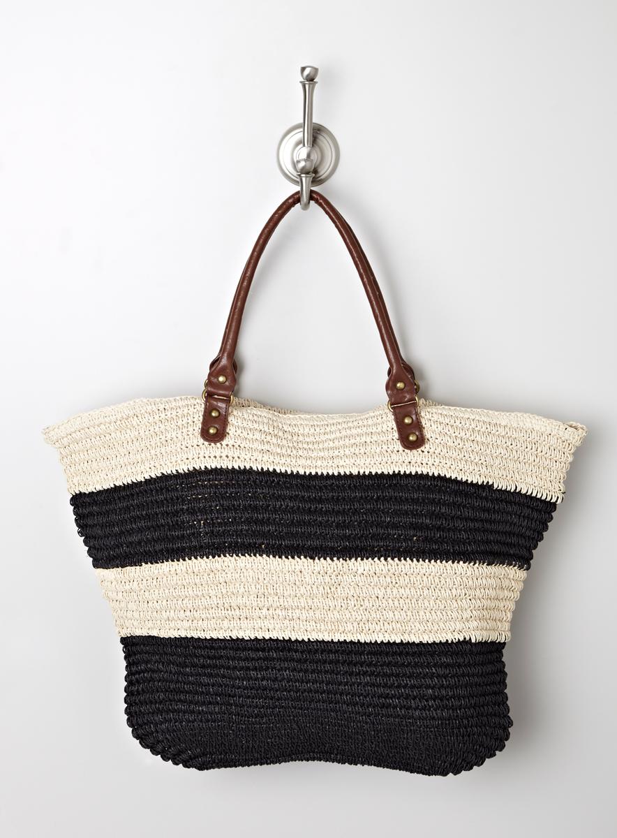 Straw Studios N/s stripe straw tote