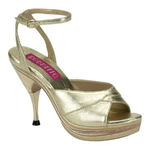 Women's Bordello Genie 109LE Gold Leather Bordello Heels