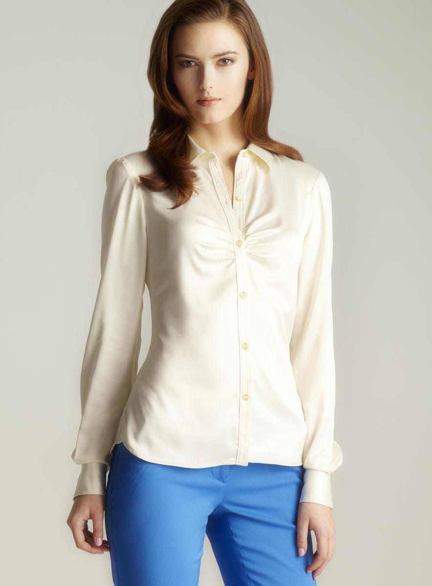 Shop Ivanka Trump Ruched Button Down Blouse - Free Shipping On Orders ...