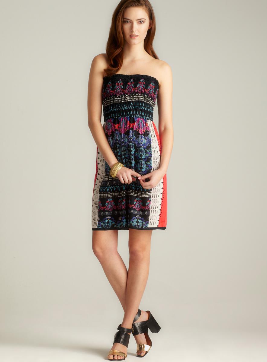 Angie Strapless Smocked Bodice Short Dress