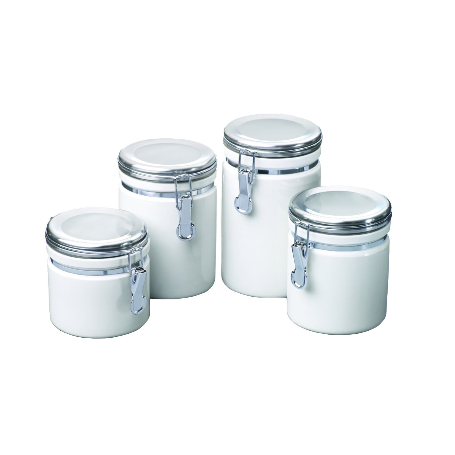 White Ceramic Canister Set Of 4