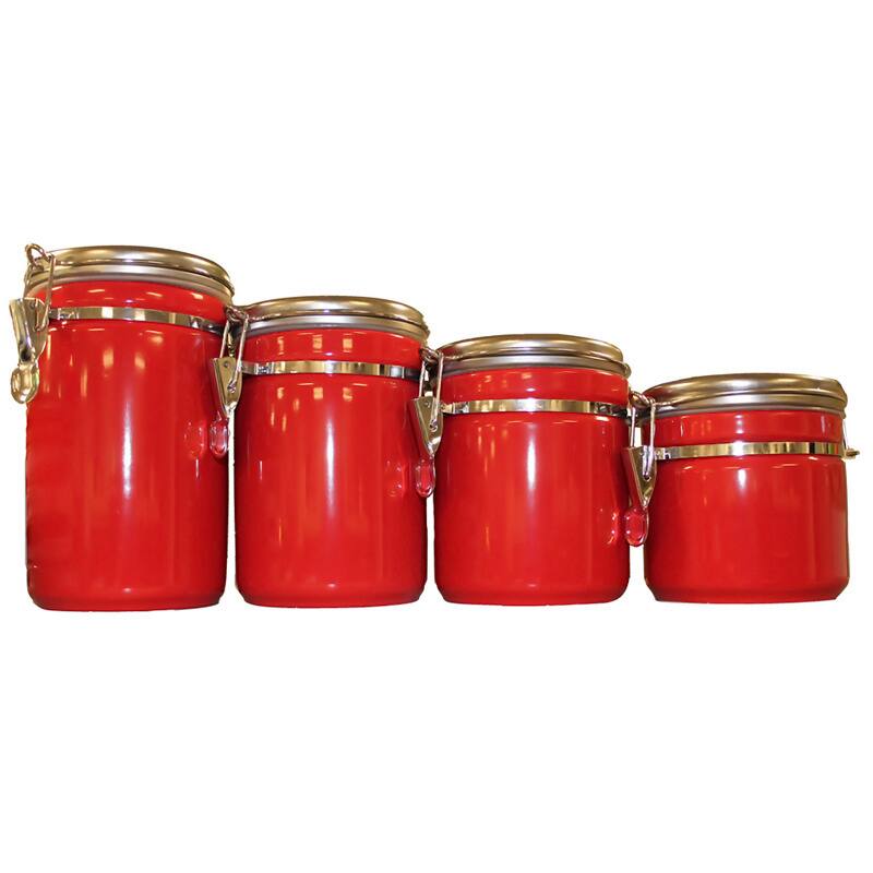 Anchor Hocking 4-piece Red Ceramic Canister Set