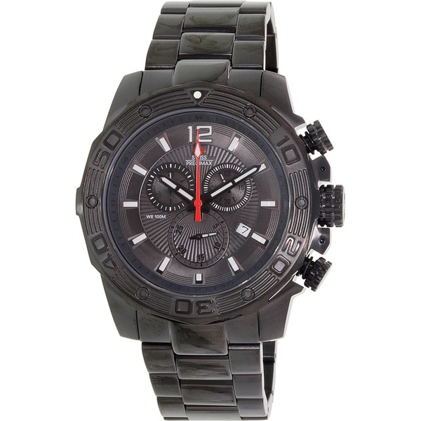 Swiss Precimax Marauder Pro Mens Black Stainless Steel Band Sapphimax