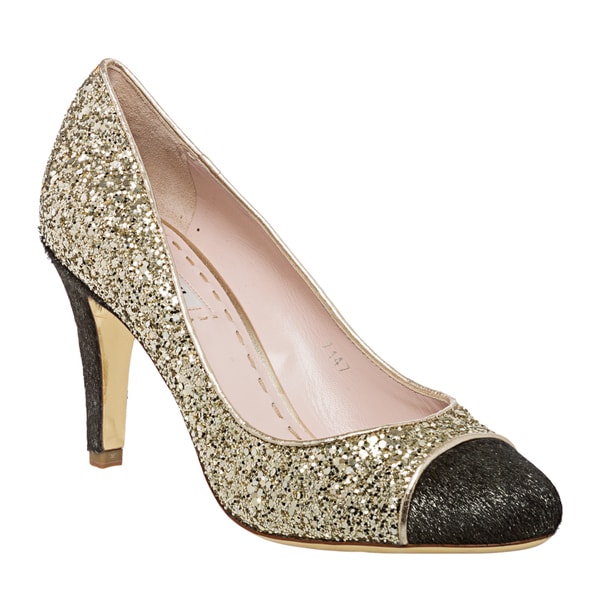 Miu Miu Women's Gold Glitter Wrapped toe Pumps Miu Miu Heels