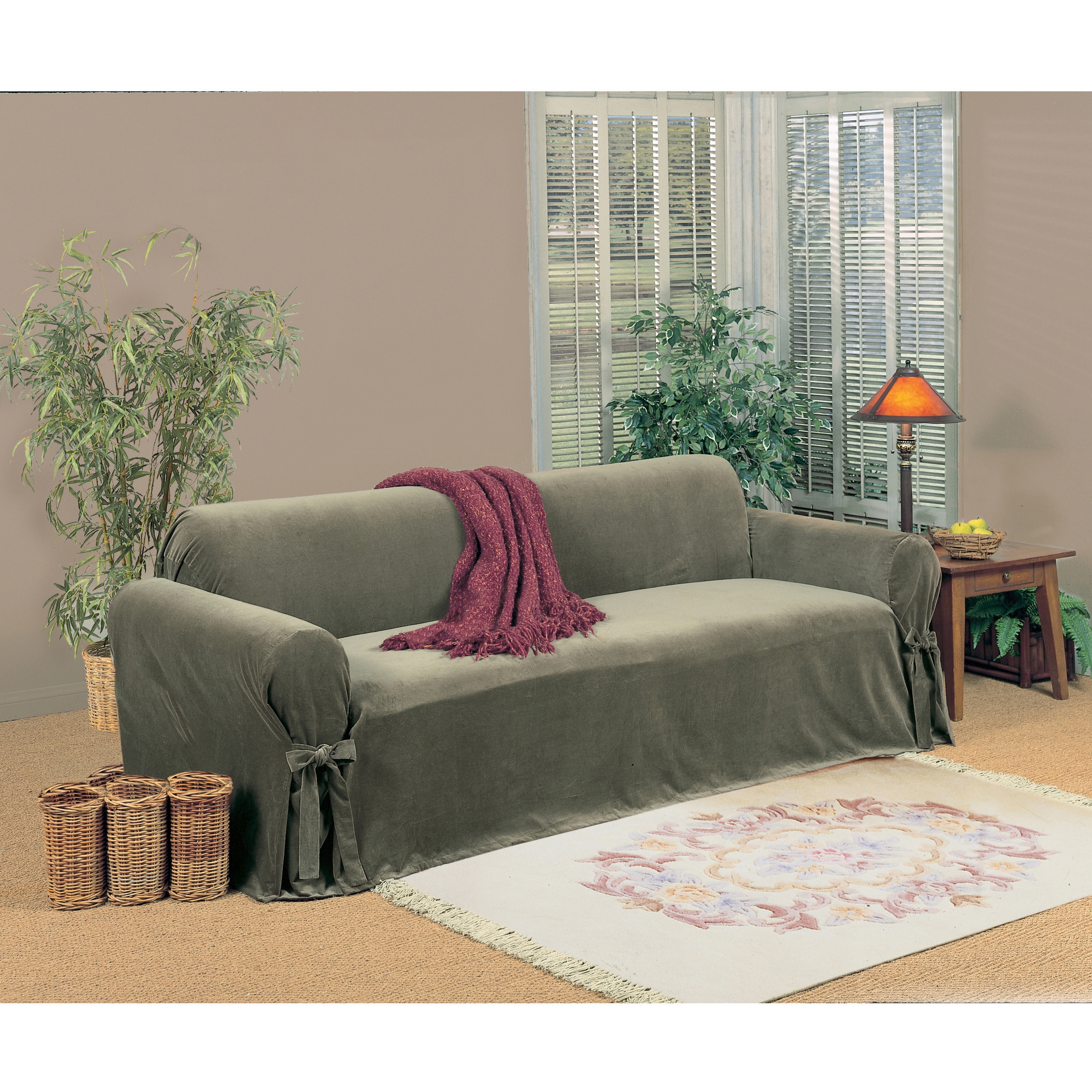 Soft Velvet Window Seat Cushion Washable Couch Cover